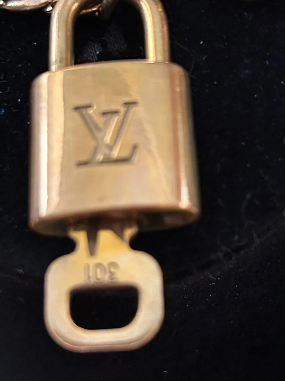 Louis Vuitton # 301 Gold-Tone Padlock Pendant Necklace 25” chain